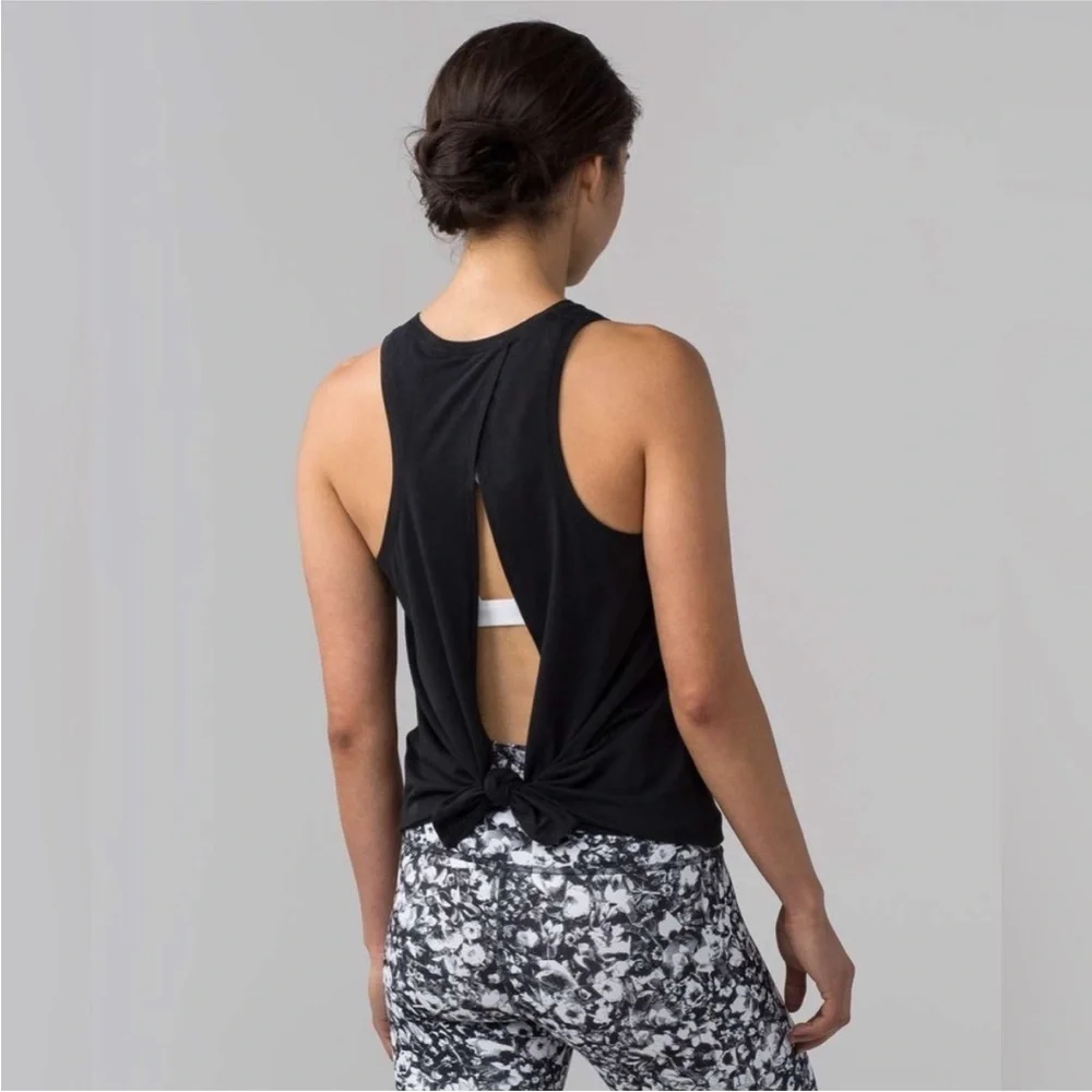 Lululemon All Tied Up Tank Black Size 4 - Picture 1 of 11